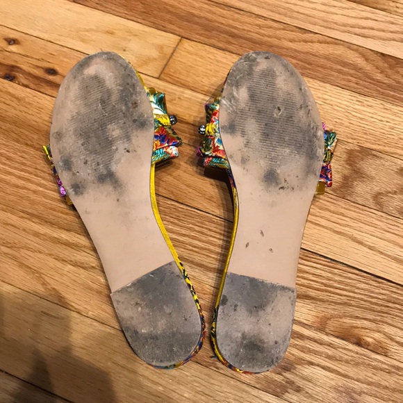 Pomona Jewel Funky Bright Neon Slide Embellished Flats Rhinestone SlipOn Crystal - Picture 5 of 9